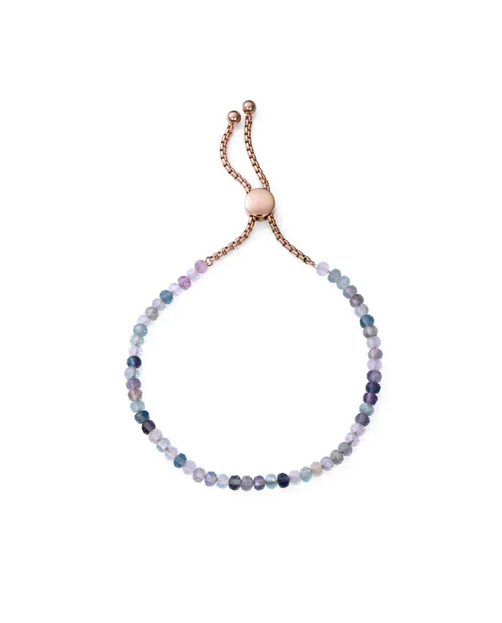 Pulsera de mujer de acero Ip rosa con piedras naturales Pulsera de mujer de acero Ip rosa con piedras naturales