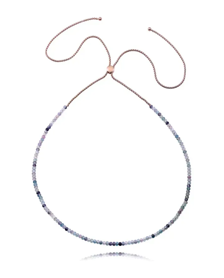 Collar de mujer de acero Ip rosa con piedras naturales Collar de mujer de acero Ip rosa con piedras naturales