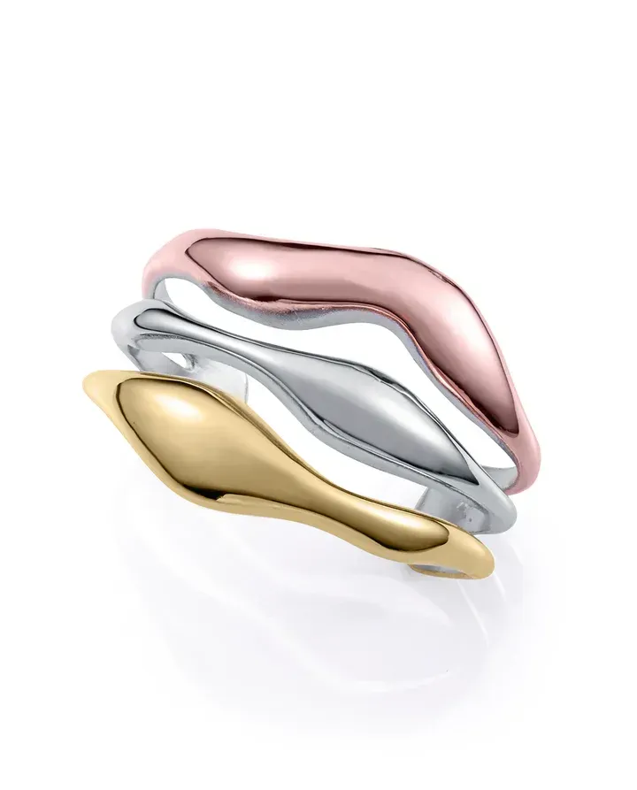 Pulsera de mujer rigida en tres tonos de acero ,Ip rosa e Ip dorado