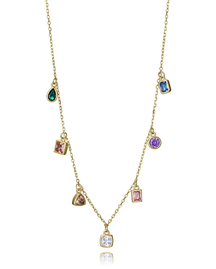 Collar de plata de primera ley con baño de oro con circonitas