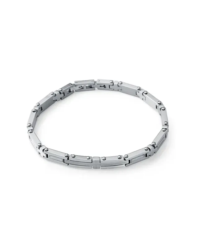 Pulsera de hombre de acero de eslabones en forma de cruz