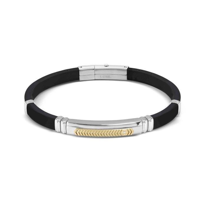 Pulsera Nomination City Caucho Negro y Acero Bicolor