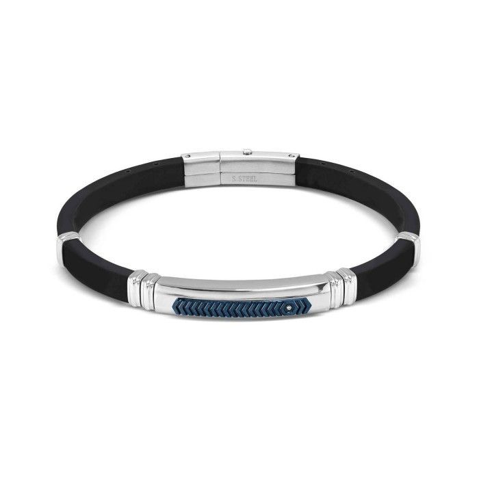 Pulsera Nomination City Caucho Negro y Acero Bicolor