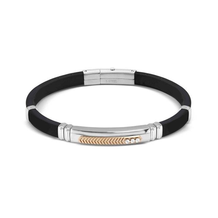 Pulsera Nomination City Caucho Negro y Acero Bicolor