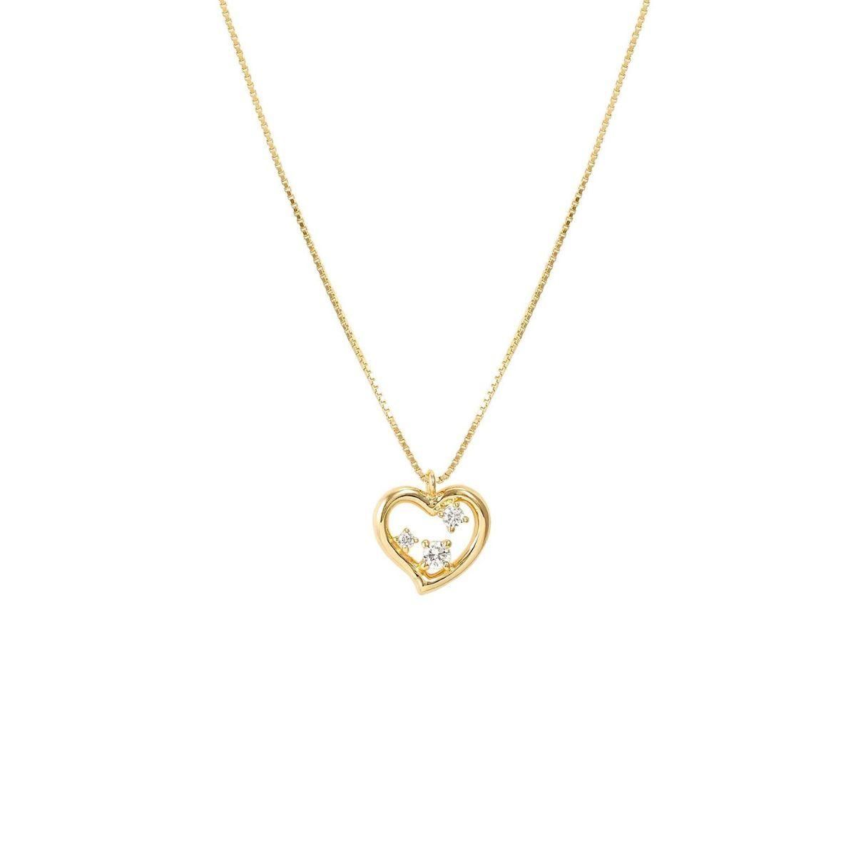 COLGANTE  DE PLATA COLOR DORADO CON CIRCONETAS FORMA CORAZÓN