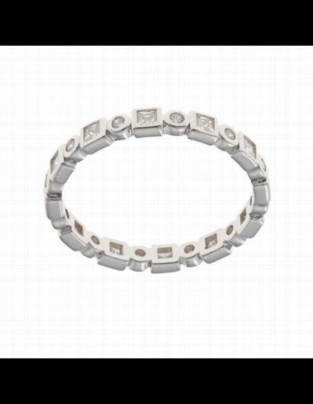 Anillo Plata Rodiada Salvatore Circonitas blancas en Cuadrados y Chatones.