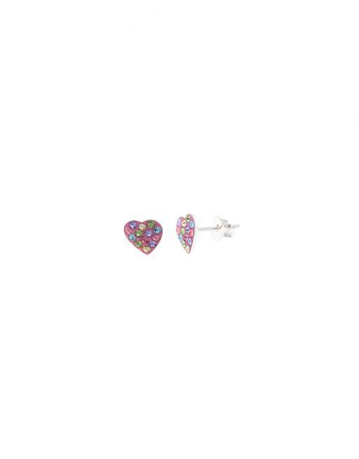 PENDIENTE SALVATORE  PLATA RODIO CORAZON CIRCONITAS MULTICOLOR