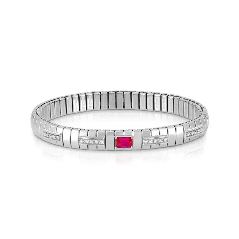 Pulsera de extensión Nomination con circonitas cúbicas baguette rojas Pulsera de extensión Nomination con circonitas cúbicas baguette rojas