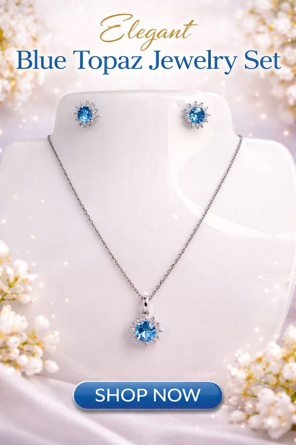 SET COLLAR Y PENDIENTES TOPACIO AZUL