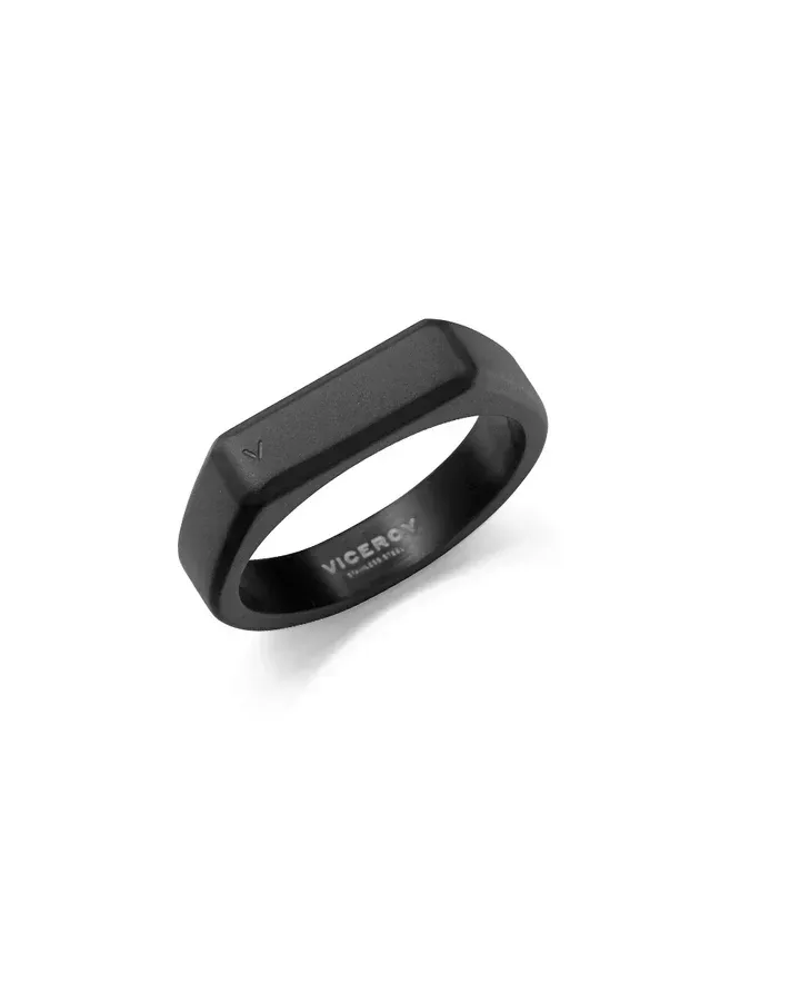 Anillo de acero tipo sello Ip negro,colección Abraham Mateo Anillo de acero tipo sello Ip negro,colección Abraham Mateo