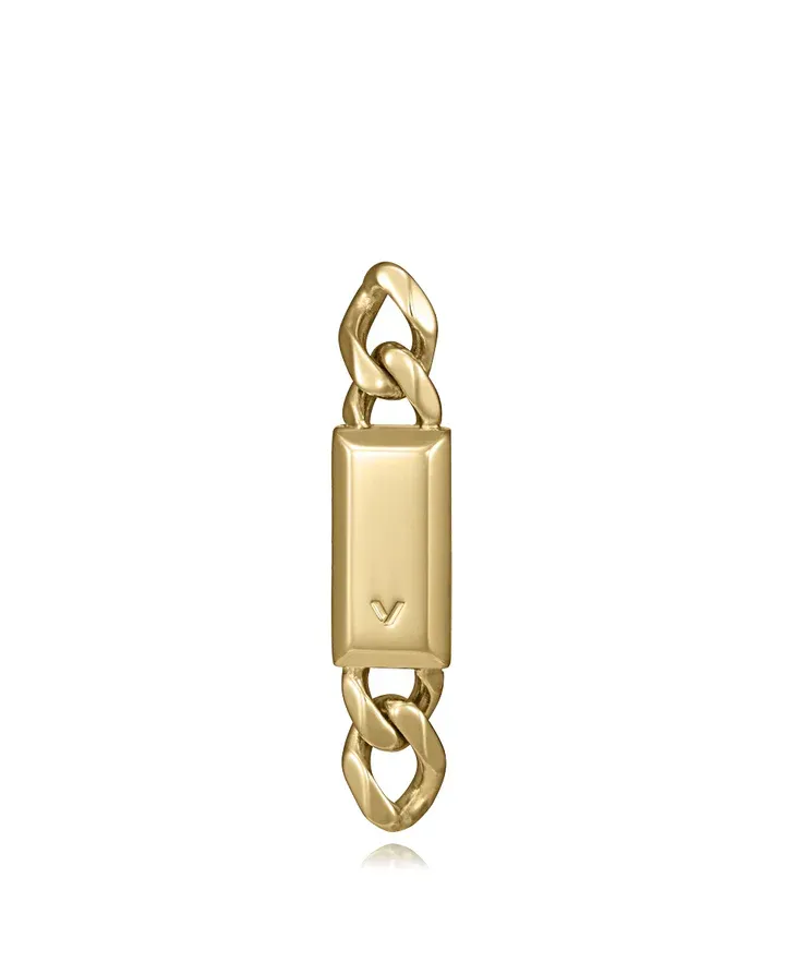 Pendiente único de acero Ip dorado cadena con placa,colección Abraham Mateo