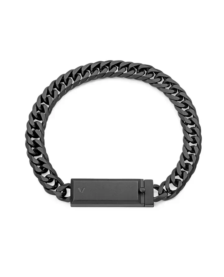 Pulsera de acero Ip negro cadena con placa,colección Abraham Mateo