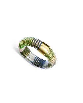 Anillo de acero tubogas con cordón enroscado, colección Laura Escanes