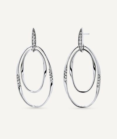 Pendientes largos óvales Flow con circonitas