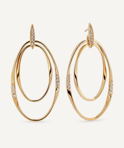 Pendientes largos maxi óvales Flow con circonitas