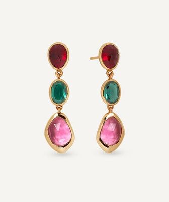 Pendientes largos Flora con piedras naturales