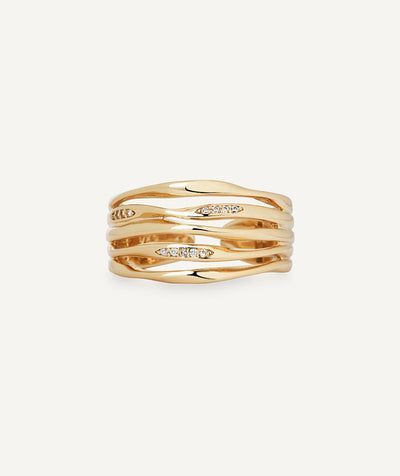 Anillo tiras Flow con circonitas