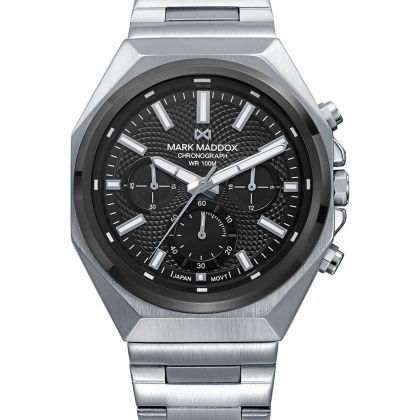 Reloj Mark Maddox de hombre caja bitono de acero e Ip negro, 10 Atm, brazalete de acero, movimiento cuarzo
