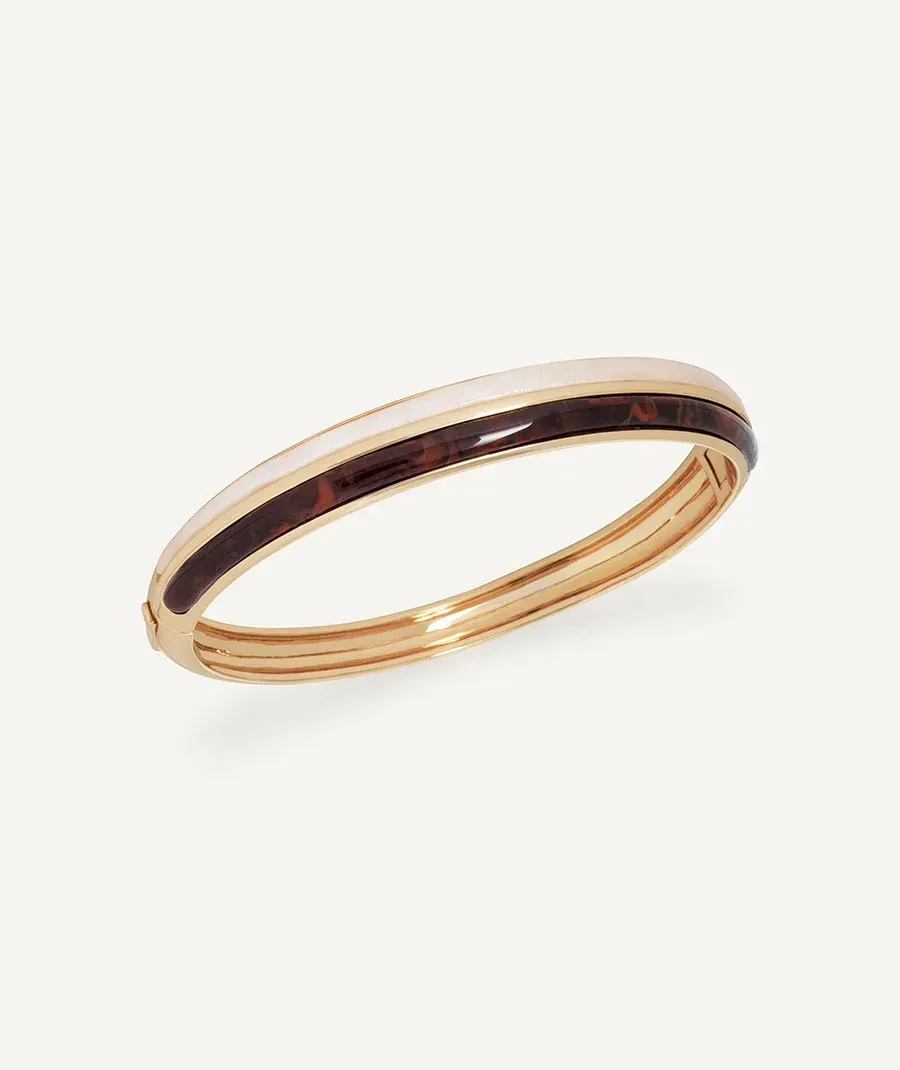 Brazalete Camel con acetato y resina en tonos neutros Brazalete Camel con acetato y resina en tonos neutros
