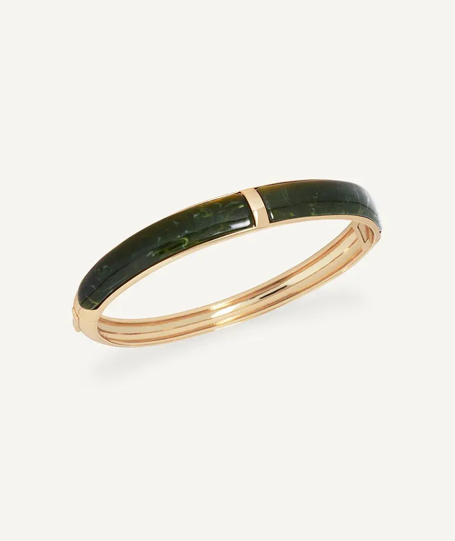 Brazalete Mármol con acetato y resina verde