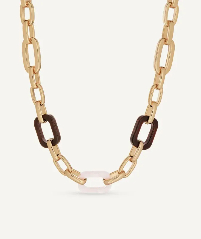 Collar eslabones Candy marrón y beige