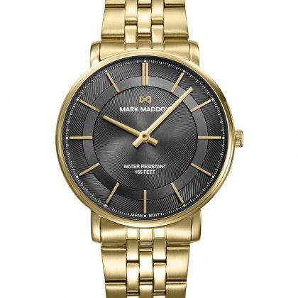 Reloj Mark Maddox de hombre caja de acero Ip dorado, 5 Atm , brazalete de acero Ip dorado, movimiento cuarzo Reloj Mark Maddox de hombre caja de acero Ip dorado, 5 Atm , brazalete de acero Ip dorado, movimiento cuarzo