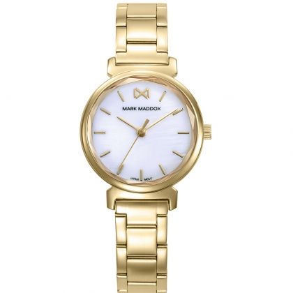 Reloj Mark Maddox de mujer caja de acero Ip dorado, brazalete de acero Ip dorado, movimiento cuarzo
