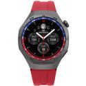 Reloj Smart caja de metal negra con correa de silicona roja