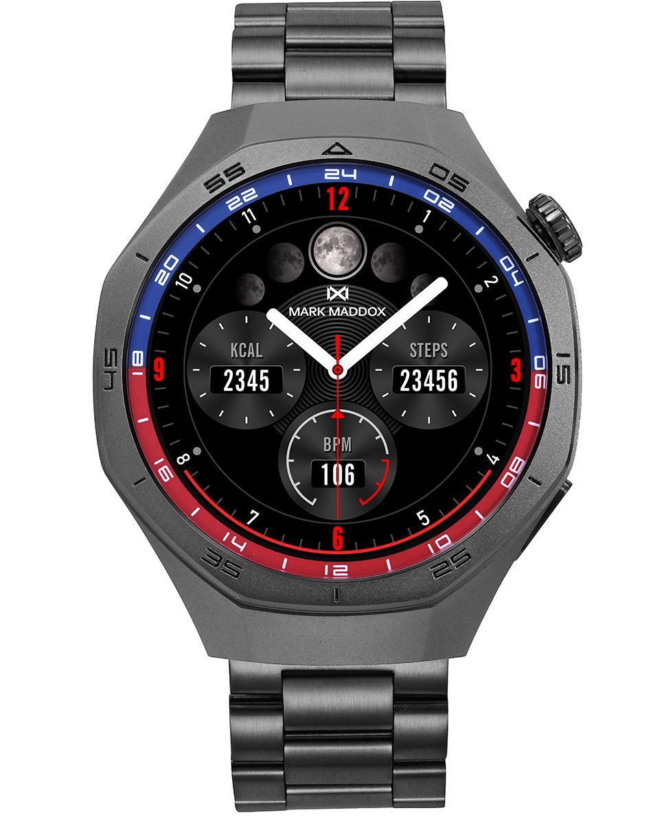Reloj Smart caja de metal negra con brazalete de acero negro