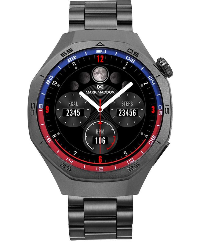Reloj Smart caja de metal negra con brazalete de acero negro