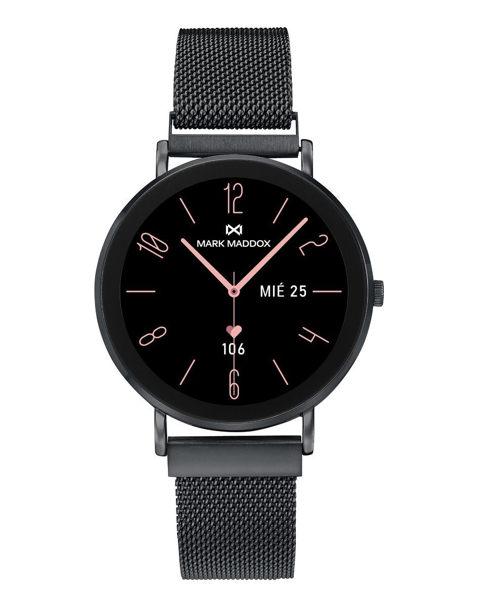 Reloj Smart caja de metal negra con malla milanesa de acero Ip negro Reloj Smart caja de metal negra con malla milanesa de acero Ip negro