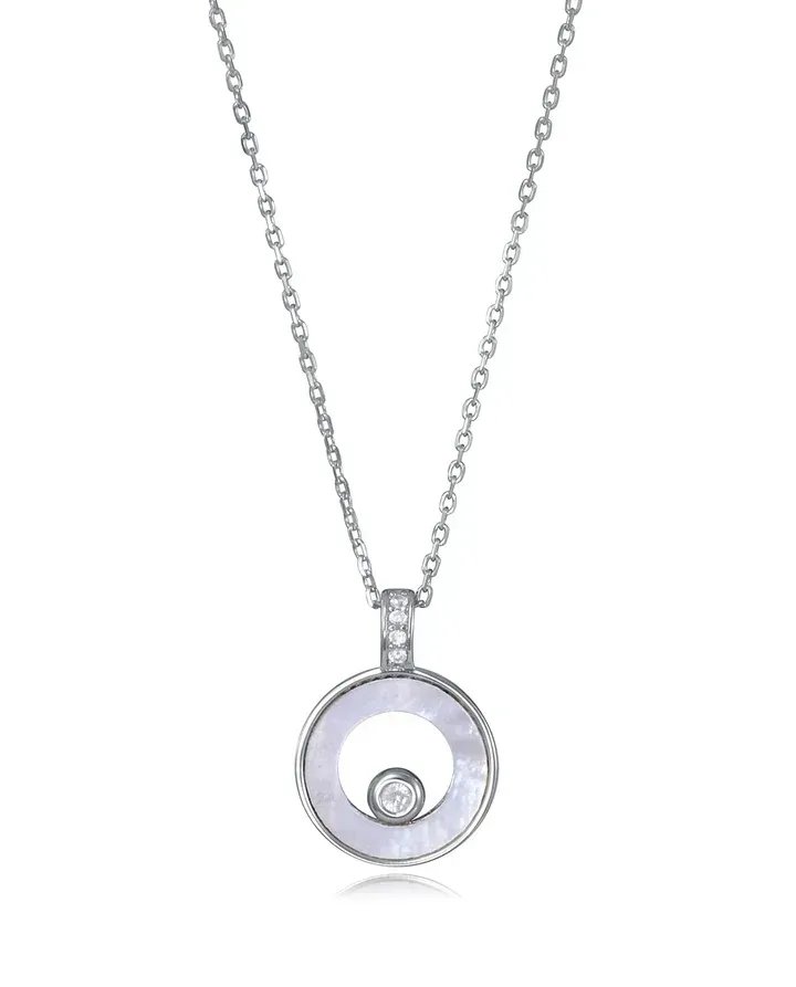 COLLAR DE MUJER DE PLATA DE PRIMERA LEY CON BAÑO DE RODIO Y COLGANTE MADREPERLA COLLAR DE MUJER DE PLATA DE PRIMERA LEY CON BAÑO DE RODIO Y COLGANTE MADREPERLA