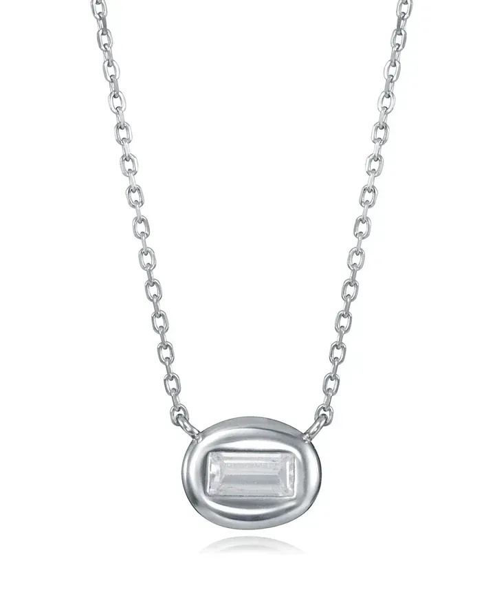 COLLAR DE MUJER DE PLATA DE PRIMERA LEY CON BAÑO DE RODIO Y CIRCONITA
