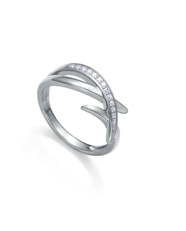ANILLO DE MUJER DE PLATA DE PRIMERA LEY CON BAÑO DE RODIO