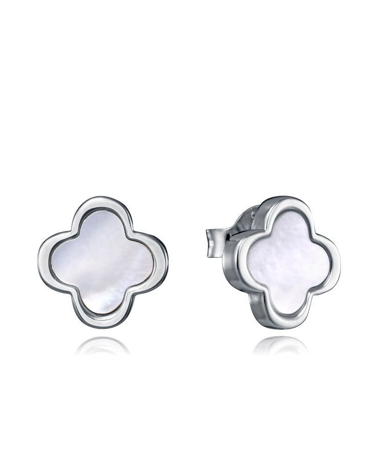 PENDIENTES DE MUJER DE PLATA DE PRIMERA LEY CON BAÑO DE RODIO CON TRÉBOL DE 4 HOJAS
