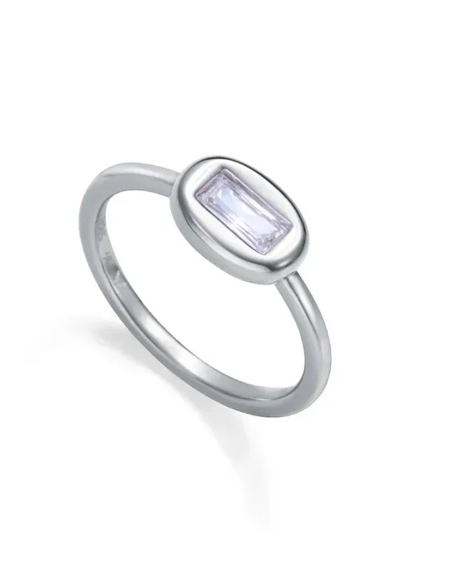 ANILLO DE MUJER DE PLATA DE PRIMERA LEY CON BAÑO DE RODIO Y CIRCONITA