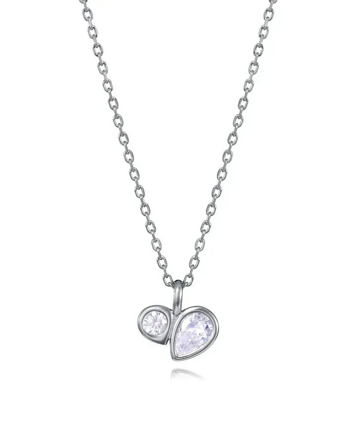 COLLAR DE MUJER DE PLATA DE PRIMERA LEY CON BAÑO DE RODIO Y CIRCONITAS