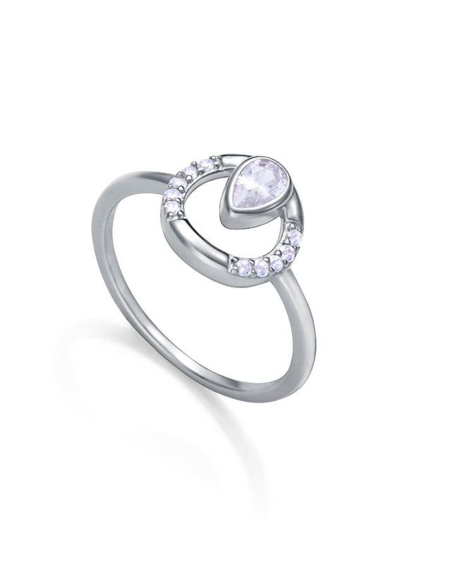 ANILLO DE MUJER DE PLATA DE PRIMERA LEY CON BAÑO DE RODIO