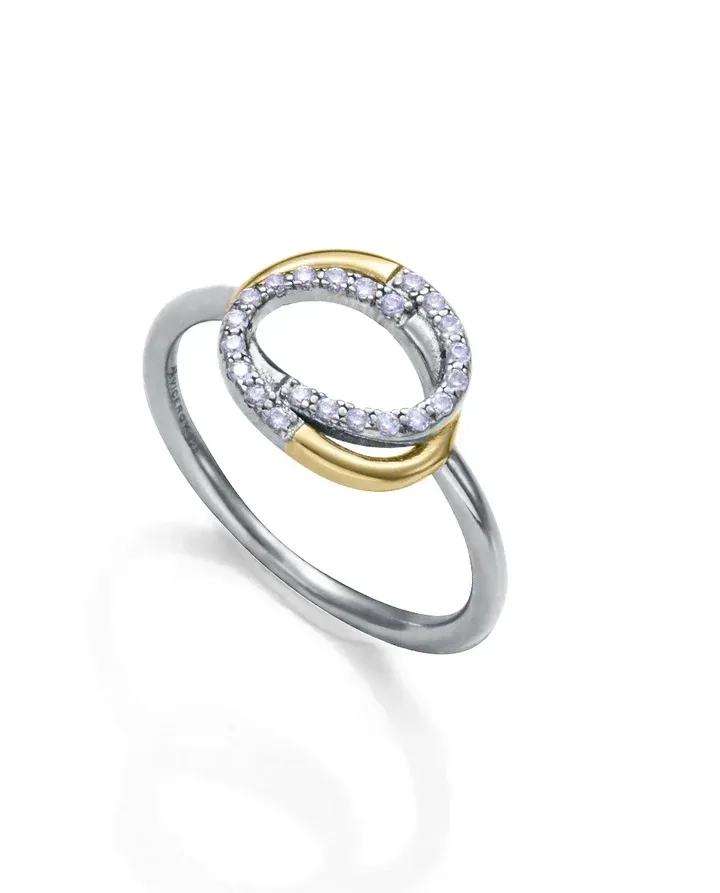 ANILLO DE MUJER DE PLATA DE PRIMERA LEY DE BAÑO DE RODIO Y ORO CON CIRCONITAS ANILLO DE MUJER DE PLATA DE PRIMERA LEY DE BAÑO DE RODIO Y ORO CON CIRCONITAS