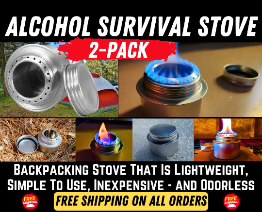 2 PACK Alcohol Survival Stove w/ Survival Match Kit - Preppers | Survival | Bug Out Bags | Survivalist | SHTF | Camping | Bushcraft