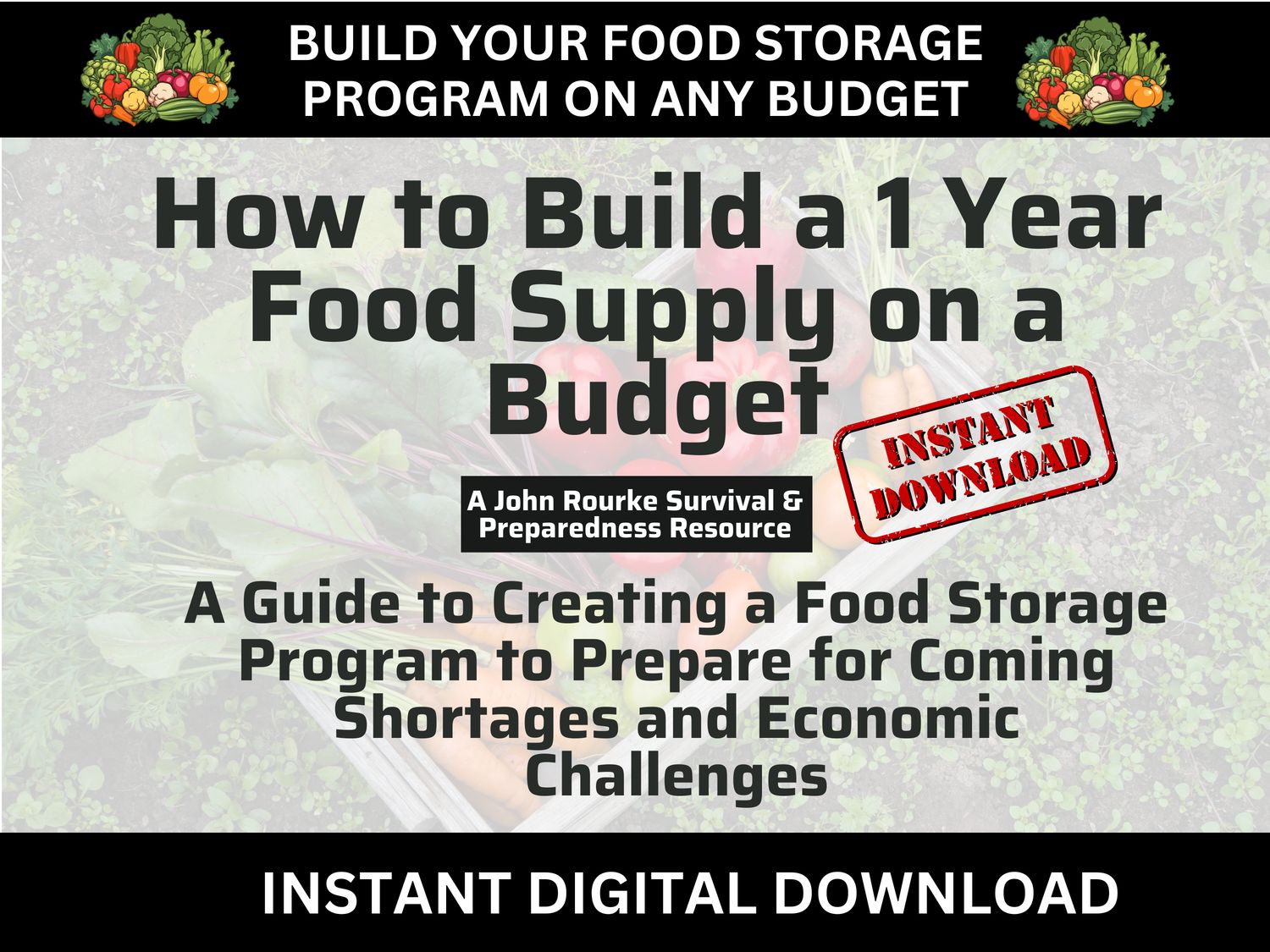 Prepper Guide: Build a 1-Year Food Storage Program on a Budget | How To | Prepare | Survival | Get Ready | SHTF | Instant Digital Download | Printable