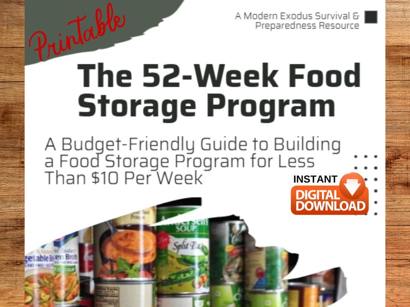 52 Week Food Storage Guide - Build a Food Storage Program Week by Week Guide - Digital Download - Printable