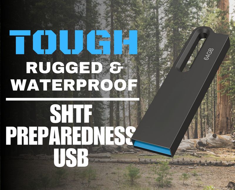 Survival &amp; Preparedness Ruggedized Waterproof Digital Information Library USB Prepper | SHTF | Economic Collapse | Civil War | Free Shipping