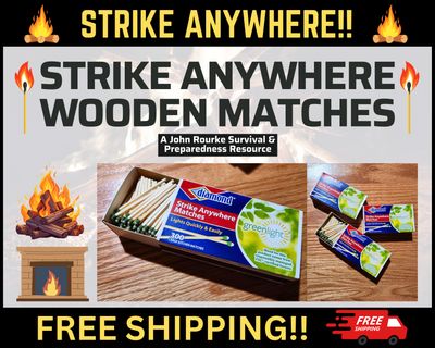 Strike Anywhere Wooden Matches - 3 Box 300 Each - Perfect for Survival Kits, Bug Out Bags, Cookouts and Around the House