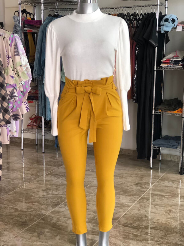 Glash Pantalón Mostaza/Blanco