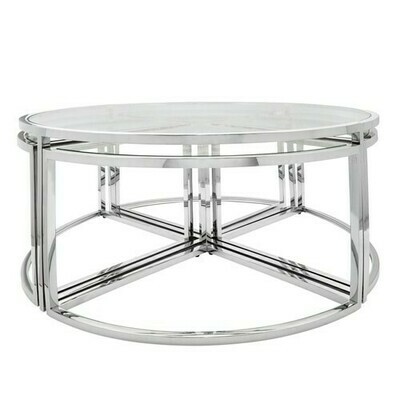 Silver Glass Pullout Coffee Table