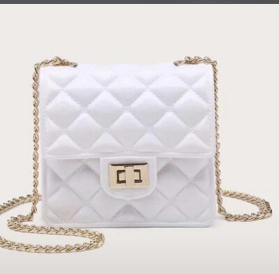 Gold and white bag