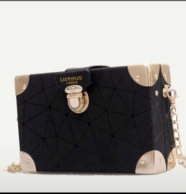 Black and gold square bag