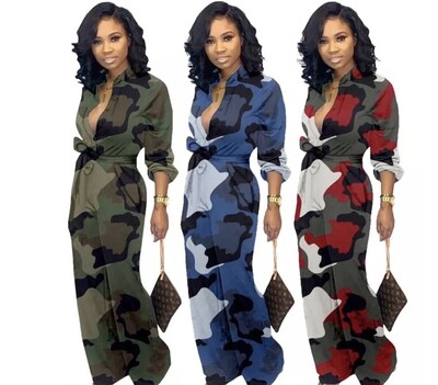 Long camouflage  dress