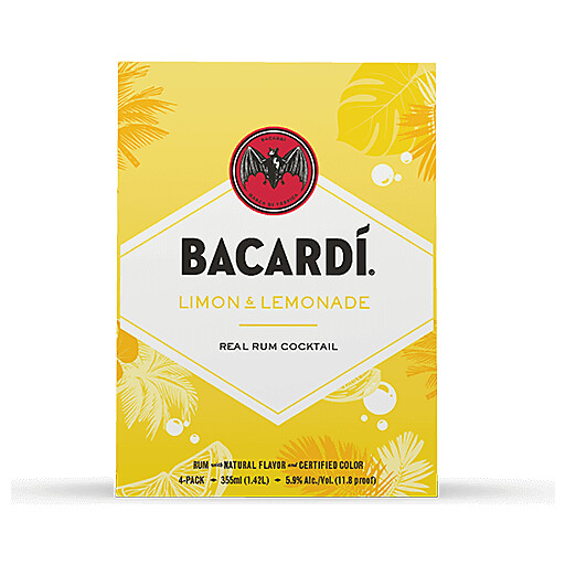 Bacardi Limon & Lemonade Rum Cocktail 355Ml 4PK